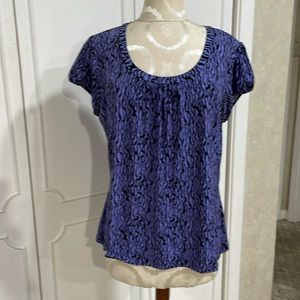 Purple/Black Print Knit Blouse
